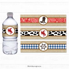 water bottle wrappers with cowboy theme on them