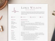 a medical professional resume is displayed on a desk