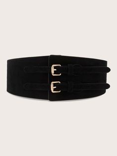 Black Casual   PU Leather  Buckle Cinch Belts Embellished   Women Accessories Cheap Wedding Jewelry, Wide Belts, Double Buckle Belt, Corset Belt, Suede Belt, Stretch Belt, Belt Style, Wide Belt, Cheap Wedding