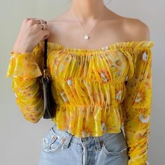 Nwt Urban Outfitters Sunflower Patterned Off The Shoulder Top. Size Small And In Perfect Condition! Retails For $50. Selling Because I'm Just Cleaning Out My Closet And Never Wore This! Urban Outfitters Long Sleeve Tops With Floral Print, Yellow Urban Outfitters Top For Spring, Urban Outfitters Yellow Tops For Spring, Urban Outfitters Tops With Floral Print For Day Out, Urban Outfitters Floral Print Tops For Day Out, Trendy Yellow Tops From Urban Outfitters, Fitted Yellow Top From Urban Outfitters, Yellow Summer Tops With Floral Print, Yellow Floral Print Top For Summer