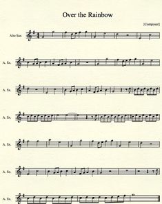 sheet music with the words over the rainbow