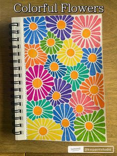 a notebook with colorful flowers drawn on it and the title overlay reads, how to draw