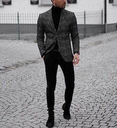 Grey Suit Men Casual Street Styles, Turtleneck Outfit Men, Boys Dressing, Wedding Suits Men Grey, Grey Suit Wedding, Medical Animation, Grey Suit Jacket, Random Inspiration