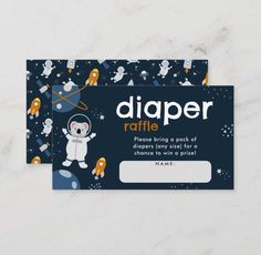 a business card with an astronaut theme