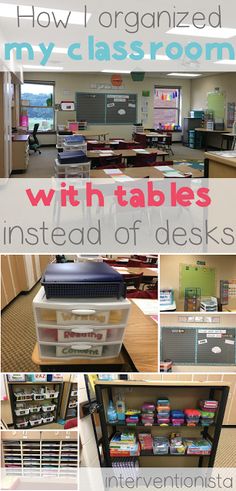 the classroom is organized with tables and instead of desks, it's easy to organize