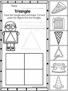 a printable worksheet for triangles with pictures to help students learn how to make