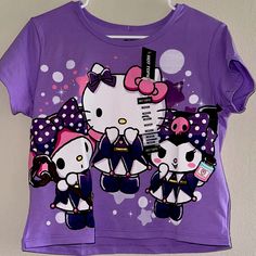 Brand New Hello Kitty Crop Shirt Size Md 48% Cotton 48% Polyester 4% Spandex Smoke Free Home No Returns. Purple Cotton Y2k T-shirt, Purple Y2k Crew Neck Top, Purple Graphic Print Kawaii T-shirt, Fitted Hello Kitty Tops, Purple Kawaii T-shirt With Graphic Print, Kawaii Purple T-shirt With Graphic Print, Purple Y2k Graphic Print T-shirt, Purple Y2k Style Graphic Print T-shirt, Y2k Style Purple Graphic Print T-shirt