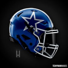 a blue football helmet with a white star on it