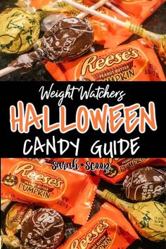 halloween candy guide with text overlay that reads weight watchers'halloween candy guide