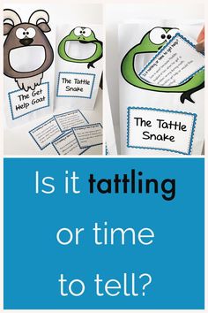 the book is it tattle snake or time to tell? with pictures and text