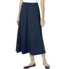 Elastic-waist smooth-fit kit ponte skirt for a polished, comfortable look. Ponte Skirt, Long Jean Skirt, Midi Skirt With Pockets, Midi Flare Skirt, Woman Within, Long Jeans, Slip Skirt, Ladies Of London, Denim Midi Skirt