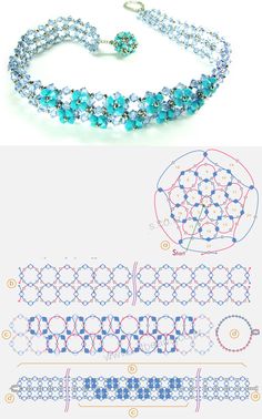 the instructions to make a beaded necklace with beads and chains, including an openwork pattern