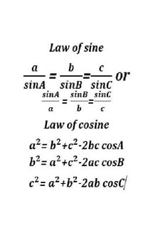 the law of sine and cosine is written in black ink on white paper