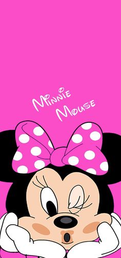 minnie mouse wallpaper with the words minnie mouse on it's face and ears