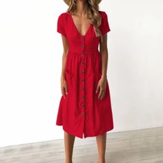 Womens Style on Storenvy Simple Summer Outfits, Pockets Fashion, Midi Short Sleeve Dress, Van Cleef Arpels, Casual Summer Dresses, Outfit Casual, Trendy Dresses, Women Dress, Skirt Fashion