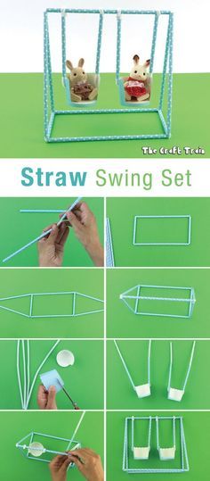 the instructions for how to make a straw swing set with toothpicks and glue