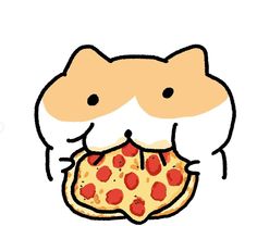 a cartoon hamster eating a slice of pizza