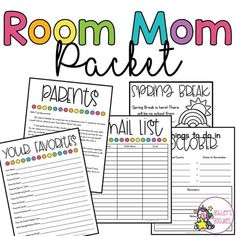 room mom packet for parents to have fun with the kids in their house and play games