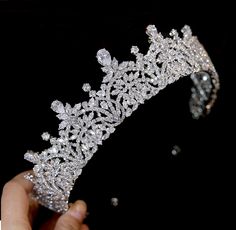 Dazzling Silver Plated CZ Wedding and Quinceanera Tiara Quinceanera Tiaras, Hair Accessories Tiara, Peak Design, Tiara Crown, Fall Birthday, Cz Jewelry, Bridal Tiara, Tiaras And Crowns, Wedding Pics