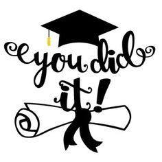 a black and white graduation cap with the words, you did it in cursive writing