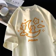 Korean Cartoon, Cartoon Clothing, Summer Cartoon, Women Graphic, Cat Graphic Tee, Trendy Summer Outfits, Aesthetic Look