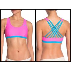 Adidas Swimwear Crossback Bikini Top Neon Pink Size: Medium New With Tags Exude A Sporty Look With A Bikini Top Featuring Back Crisscross Straps When At The Beach. Scoop Neck Removable Padding Crisscross Straps Front Logo Lined Self: 82% Nylon, 18% Spandex Lining: 100% Polyester Hand Wash Cold Fitted Activewear With Built-in Padding For Beach, Strappy Sports Bra With Built-in Padding, Fitted Strappy Sports Bra For Training, Fitted Strappy Activewear With Built-in Padding, Fitted Strappy Nylon Sports Bra, Fitted Sports Bra With Mesh Cross Back, Stretch Cross Back Swimwear For Workout, Stretch Cross-back Swimwear For Workout, Fitted Strappy Back Sports Bra For Training