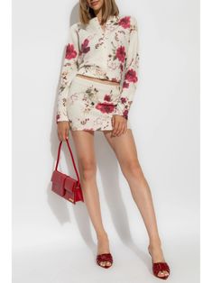 Blumarine floral-pattern Mini Skirt - Farfetch Mini Skirt White, City Dress, Iconic Bags, Dolce E Gabbana, Skirt White, Summer Beach Wear, Exclusive Fashion, Ballet Flat Shoes, Lady Dior