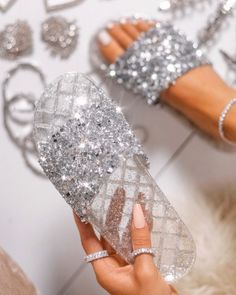 Open-Toe-Glitter-Slipper-Sandals_18.99 Studded Flats, Wedding Centerpiece, Chic Me, Toe Rings, Bling Bling, Cute Shoes, The Light, Flat Sandals, Wedding Shoes