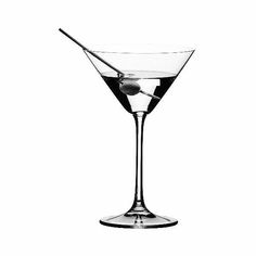 a martini glass with a spoon in it on a white background, black and white photograph