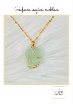 Seaglass from Puerto Rico beaches. 🇵🇷 Gold Sea Glass Wire Wrapped Jewelry, Gold Wire Wrapped Sea Glass Jewelry, Puerto Rico Beaches, Seaglass Necklace, Beach Fashion, Sea Glass Necklace, Christian Jewelry, Etsy Sales, Sea Glass Jewelry