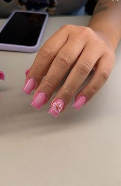 Aura Nails Square, All Pink Nails, Pink Gel Nails Ideas, Short Pink Nails Designs, Pink Short Nail Designs, Aura Nails Short, Short Aura Nails, Short Nail Sets, Pink Nails Short