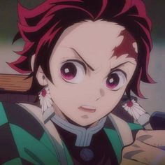 an anime character with red hair and big eyes