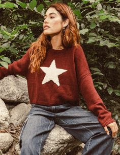 Rsq Star Icon Sweater. Large Star Icon On Front. Ribbed Crew Neckline. Cuffed Long Sleeves And Hem. 100% Acrylic. Machine Wash. Imported. Model Is Wearing A Size Small. Model Measurements:height: 5'8" Bust: 31"waist: 23.5"hips: 34.5" Red Vintage Sweaters, Star Shirt Outfit, Star Sweater Outfit, Icon Sweater, Mens Sweater Vest, Wwe T Shirts, Star Icon, Flannel Sweatshirt, Sweater Vest Mens