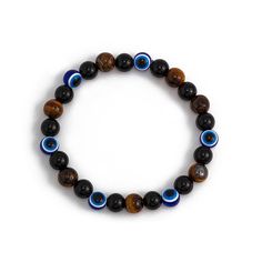 PRICES MAY VARY. Evil eye beaded bracelets made of tiger stone,hematite, obsidian,trendy and unique Lucky protection bracelet inner length is 7.8in,multiple protection bracelet easy to put on and take off Stretch round bead bracelets unique design, blue eyes bracelets match with all outfits Obsidian and tiger's eye bracelet suitable for Party, Birthday, Wedding, Holiday, Prom, Holiday, Birthday Gemstones beaded bracelets are carefully designed and look forward to your purchase Bemous jewelry pro Birthday Gemstones, Stile Hip Hop, Evil Eye Protection, Style Hip Hop, Tiger Eye Bracelet, Bracelet Crystal, Estilo Hip Hop, Protection Bracelet, Gemstone Beaded Bracelets