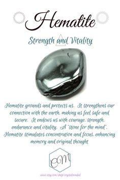 "Hematite is synonymous with strength and courage. Hematite grounds me leaving me feeling safe and protected. The grounding effects also include improved concentration, focus and memory. Hematite encourages original thoughts and the courage to express them. When I designed my dangle earrings, my intention was to create a powerful yet understated piece. I love crystals and I love drenching myself in them. But I also don't want to look like I stepped off the hippie bus when its not appropriate. Th Magnetic Hematite Meaning, Understanding Crystals, Spiritual Anatomy, Hematite Meaning, Crystal Magick, Hematite Jewelry, Bead Bar Necklace, Healing Gemstones, Hematite Crystal