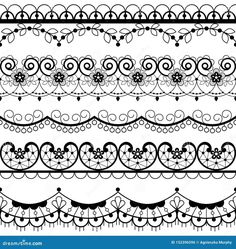 a set of black and white ornamental designs