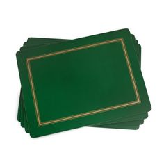 green placemats with gold border on white background, set of 4 - image 1