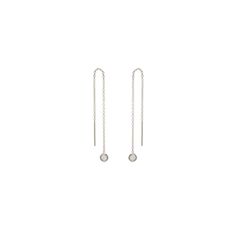 14k gold long cable chain threader earrings with a single floating round white diamond at the bottom of the chain drop Oc Accessories, Gold Long Chain, Chain Threader Earrings, Earrings White Gold, Body Modifications, Earrings White, Threader Earrings, Earrings Long, Ring Size Guide