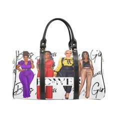 HerPower Weekender Bag, Woman's Travel Bag, Gift Ideas for Women - Travel Bag for Black Women - Overnight Bag for Women - Weekender So many are traveling whether for spring break or just a family trip these bags will have you standing out from the rest! Makes a great travel gift!  With so many bags that look the same why not have your own stylist travel bag that represents you!   Made from high-grade waterproof fabric, durable, water-resistant. LARGE 36.47 Oz. Made from high-grade waterproof fabric, durable, water-resistant. Dimensions: 20.87"(L) x 12.01"(W) x 9.84"(H) x 7.28"(Hand Drop). One main compartment, big enough to bring purse, cosmetic case, sunglasses, etc. One Inner zipper pocket on back wall. Sturdy portable belt, durable luggage tag and comfortable shoulder strap. SMALL 7.51 Large Capacity Black Duffle Bag, Trendy Travel Bag For Daily Use, Chic Rectangular Duffle Bag, Stationary Bag, Sister Trip, Overnight Travel Bag, Pocket Books, Gift Sister, Sorority Gifts