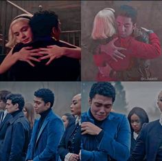 collage of actors in different scenes from the tv series, one with his arm around the other's neck