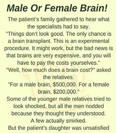 a poster with the words male or female brain written in black and white on it