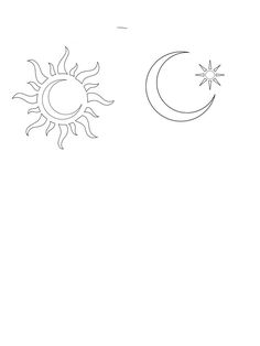 a black and white drawing of the sun and moon