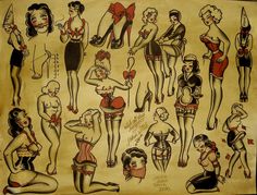 American Traditional Pinup, Traditional Pinup Tattoo, Traditional Pinup, Bow Tattoo Designs, Pinup Tattoo, Street Style Vintage, Badass Girl, Pin Up Girl Tattoo