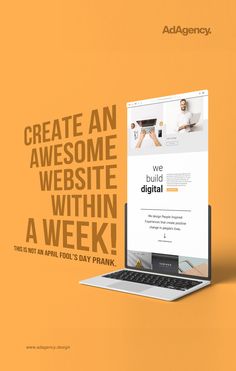 Create a website with us, in less than a week! Welcome to AdAgency, the premier destination for creating a website in less than a week!Don't wait any longer to bring your brand's online presence to life. Let AdAgency help you create the perfect website in less than a week. Contact us today to get started! . . . . #adagency #ada #advertising #AprilFoolsDay #Prankster #JokesOnYou #Foolishness #Trickster #AprilFoolsPrank #LaughOutLoud #AprilFoolsJokes #AprilFoolsFun Email Ads Design, Website Poster Design, Website Design Ads, Contact Us Design, Branding Poster Design, Website Branding Design, Brand Ads, Waiting You, Website Advertising