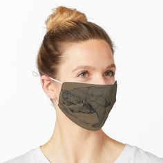 "Mountain Bear Black Line Illustration" Mask by taiche | Redbubble Lavender Mask, Trendy Face Masks, Halloween Face Mask, Collage Vintage, Stylish Face Mask, Fashion Face Mask, Beach Bum