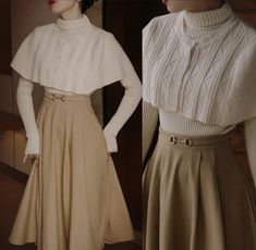 White Knitted Sweater, Cottagecore Outfits, Old Fashion Dresses, White Knit Sweater, Women Skirt, Vestidos Vintage, Modest Fashion Outfits, Red Carpet Dresses, Mode Vintage