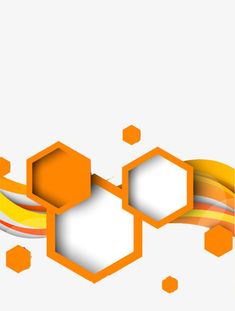 an orange and white abstract background with hexagonal shapes on the bottom right corner