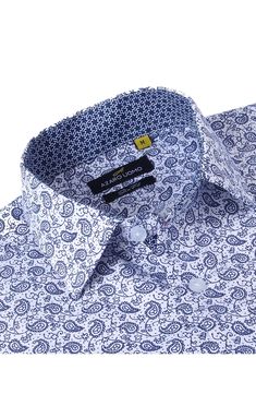 A wrinkle-free performance fabric defines this slim fit dress shirt covered in a paisley print, making it a great choice for a well-dressed look. Front button closure Spread collar Long sleeves with adjustable button cuffs 93% polyester, 7% spandex Machine wash cold, tumble dry low Imported Model stats: 6'1" height, 32" waist. Model is wearing size Medium. Fitted Collared Shirt With Paisley Print, Formal Fitted Shirt With Paisley Print, Classic Shirt With Paisley Print And Spread Collar, Fitted Patterned Printed Shirt, Formal Fitted Patterned Shirt, Semi-formal Fitted Wrinkle-resistant Shirt, Fitted Wrinkle-resistant Shirt For Semi-formal Occasions, Wrinkle-resistant Fitted Shirt For Semi-formal Occasions, Fitted Patterned Collared Shirt