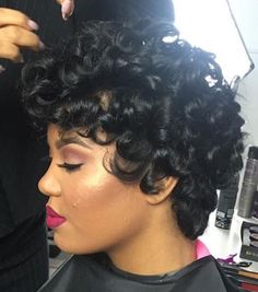 Finger Waves Short Hair, Black Hair Short Cuts, Natural Hair Short Cuts, Short Hair Pixie Cuts, Beautiful Curly Hair, Edgy Short Hair