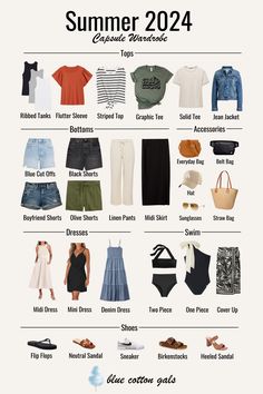 Summer 2024: Capsule Wardrobe Travel Capsule Wardrobe Summer, Autumn Capsule Wardrobe, Capsule Wardrobe Casual, Capsule Wardrobe Women, Capsule Wardrobe Essentials, Fashion Capsule Wardrobe, Spring Capsule, Summer Capsule, Travel Capsule Wardrobe